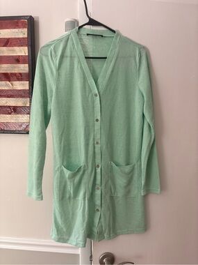 Light Mint Longline Button Front Cardigan - Women